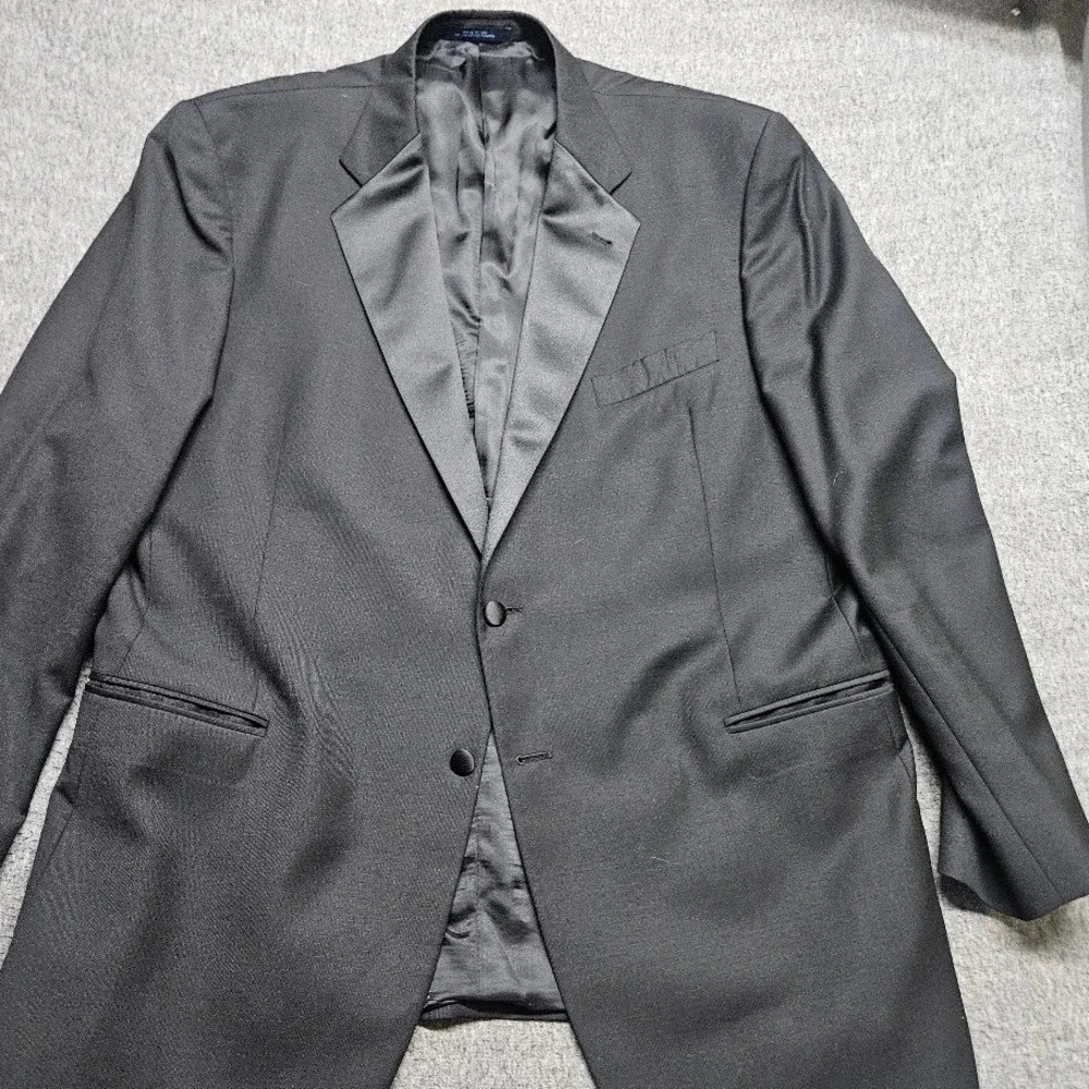Joseph Abboud Tuxedo Suit Mens 48L W42 Black Super 120s Wool Peak Lapel USA